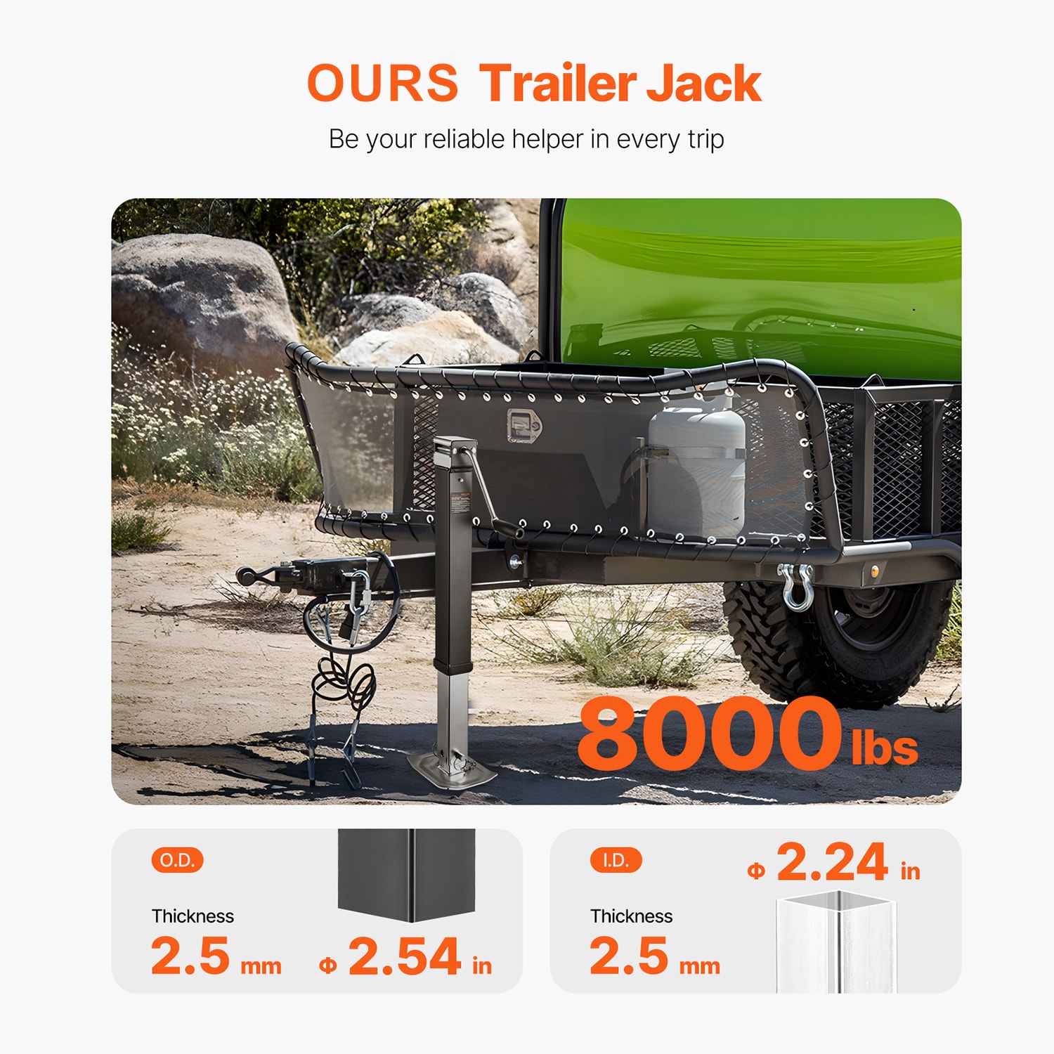 Weld-on Pipe Mount Swivel Trailer Jack With 8000 Lbs Capacity_voghion.com
